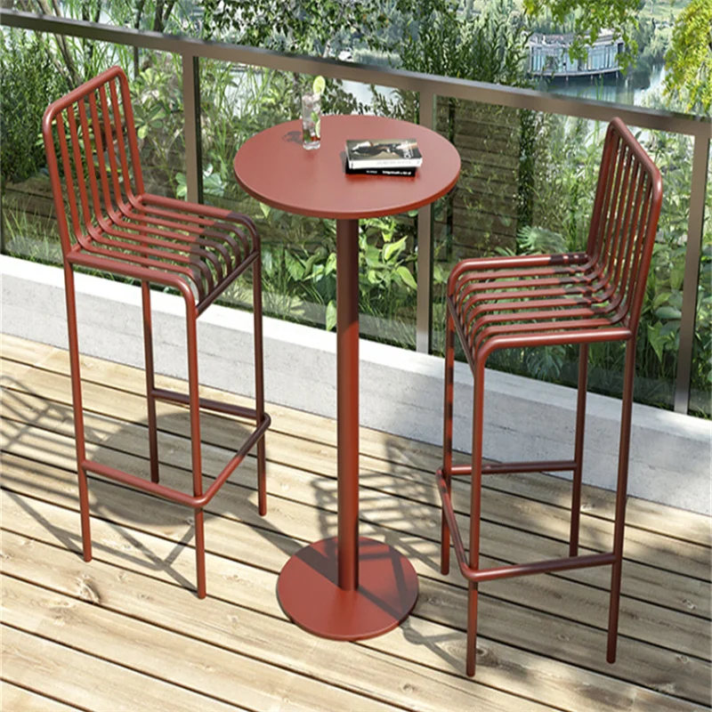 

Waterproof Metal Bar Stools Round Minimalist Outdoor Dining Bar Stools Kitchen High Modern Banqueta De Cozinha Alta Furniture