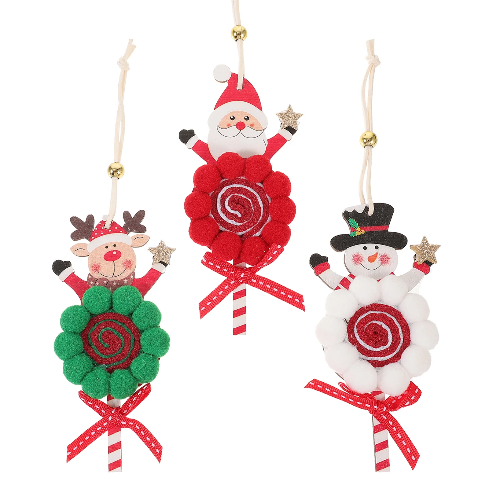 

3Pcs Xmas Candy Tree Hanging Decoration Polyester Wood Material Xmas Tree Pendant Christmas Party Christmas Ornaments