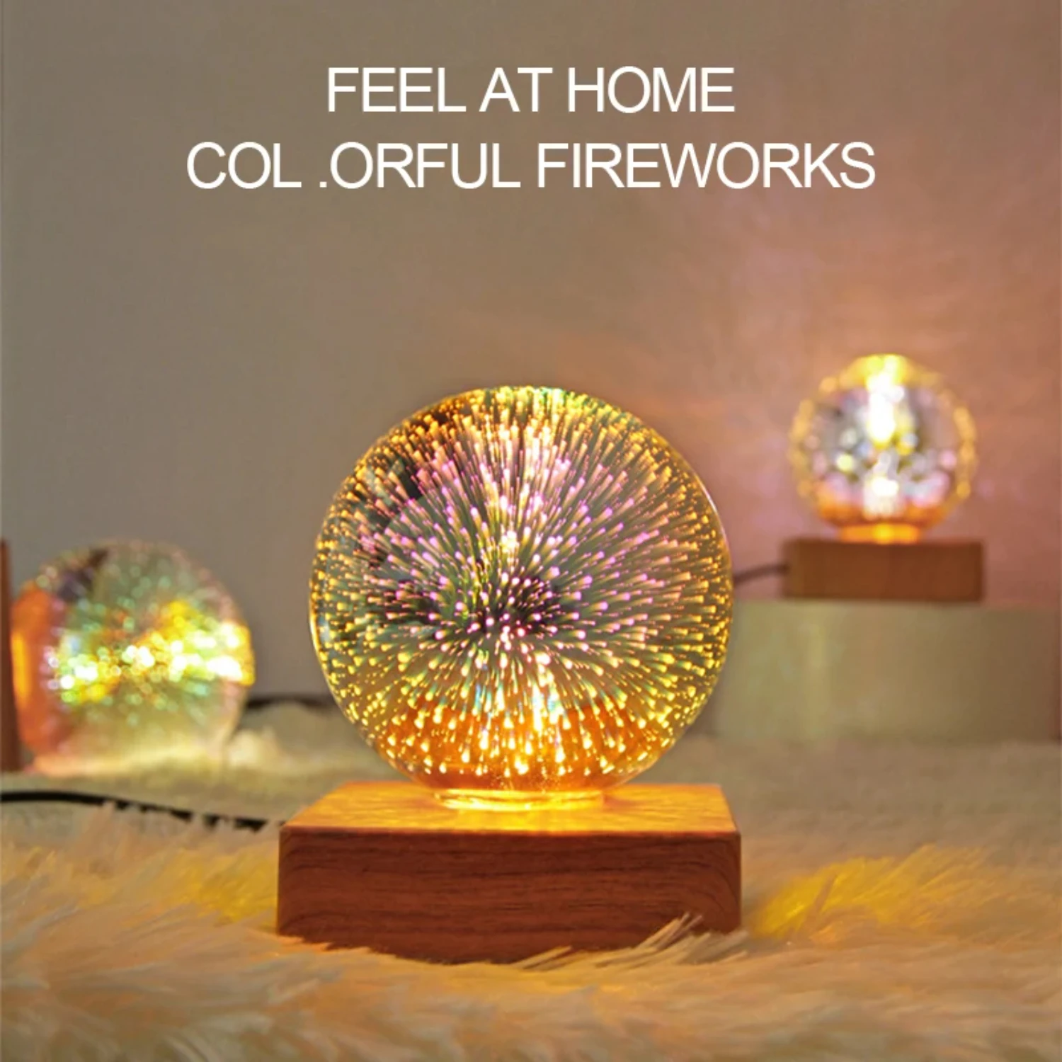 LED 3D  Night Light Colorful Atmosphere Table Lamp Pendant Light Glass Ball   Decoration Starry Sky Night Light