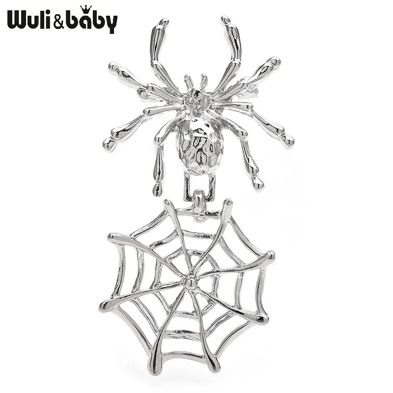 Wuli&baby Cute Net And Spider Brooches Pins For Women Unisex 2-color Alloy Insects Party Casual Brooch Pins Gifts