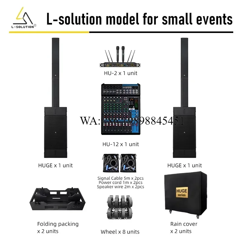 WMWMNU Lsolution Active Neodymium PA Speakers System 18mm Birch Plywood 2500W Professional DJ Column Loudspeaker Outdoor
