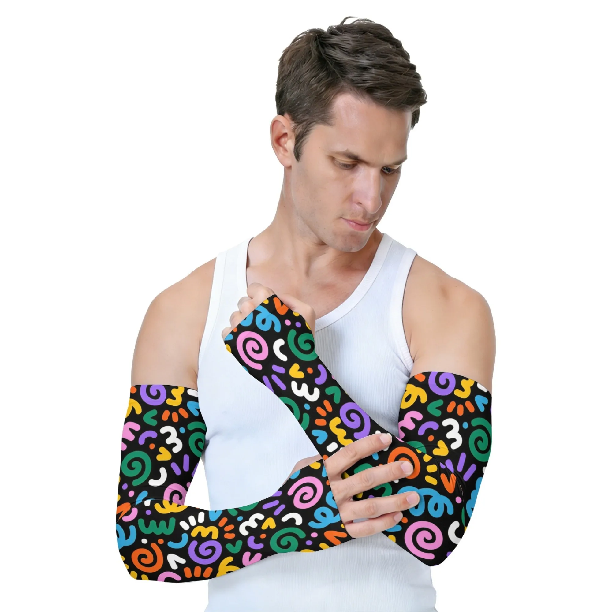 UV Shield Color Graffiti Printing Arm Guard Sleeve Outdoor Sports Mouth Sleeve Camping Picnic Elbow Pad Mountaineering Sleeves