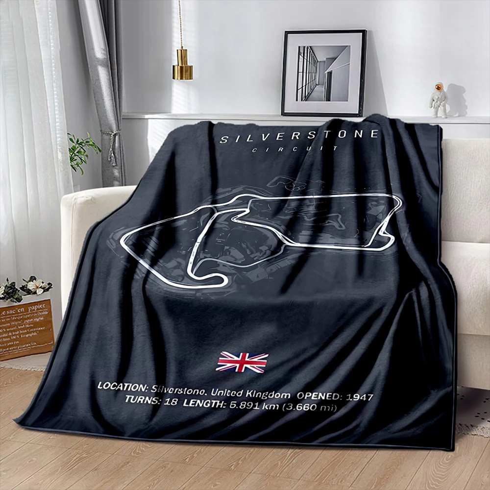 بطانية F1 Imola Monaco المطبوعة للفصول الأربعة لأريكة الغرفة، الفورمولا 1 ديكور لموضوع رياضة السيارات هدايا لمحبي السباق