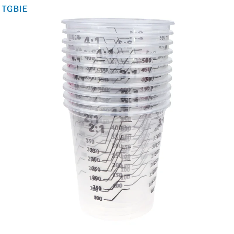 

[TL][TL] 10 шт., 500 мл, одноразовые прозрачные пластиковые чашки для смешивания красок, горшок для смешивания красок, калиброванная чашка