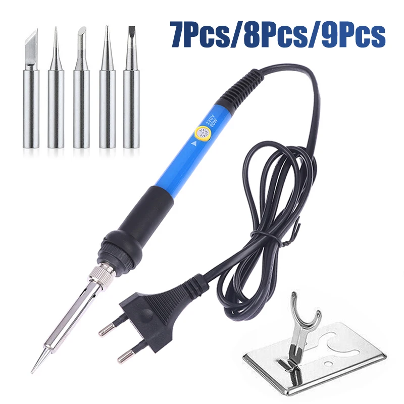 

1/3/5/7/8/9 шт., электрический паяльник с регулируемой температурой, 220 В, 60 Вт, сварочная паяльная станция, насадки для термокарандаша, ремонт