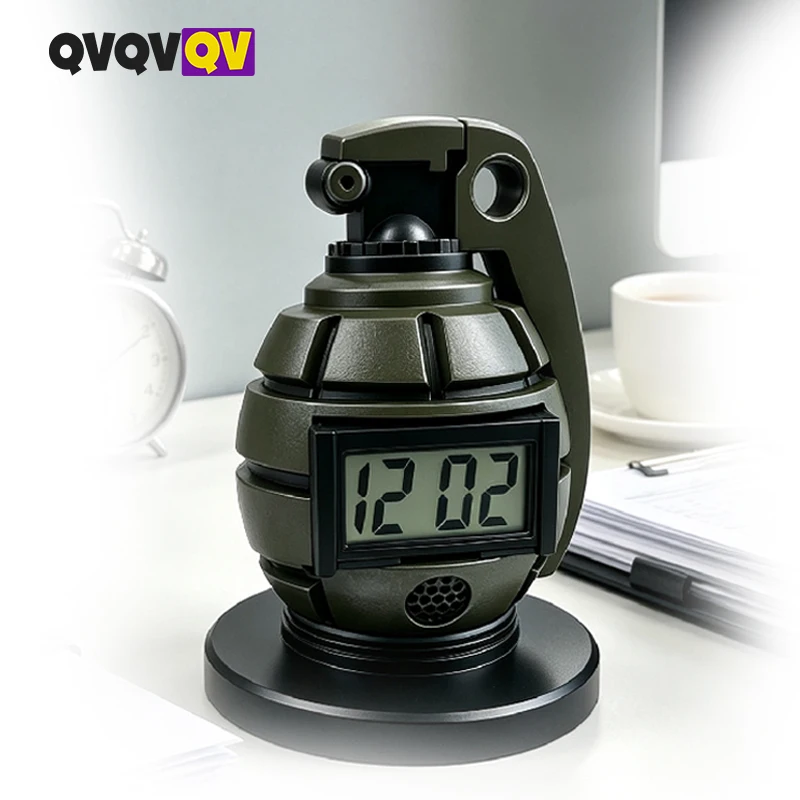 1PCS Alarm Clock, Loud Drill Sergeant Voice Alarm with Flashing LED and Vibration, 5 Alarm Modes and Pull-Pin Shutoff