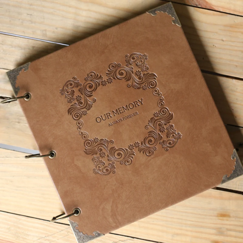 

Extra Large leather Photo Album/ Scrapbook Wedding Guest Book/black white No-Printed diy for baby