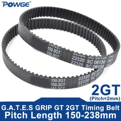 POWGE 2GT Timing belt Lp=150-238mm 152 154 156 158 160 162 164 166 168 170 172 174 176 178 180 182 184 186 188 190 192 194 196