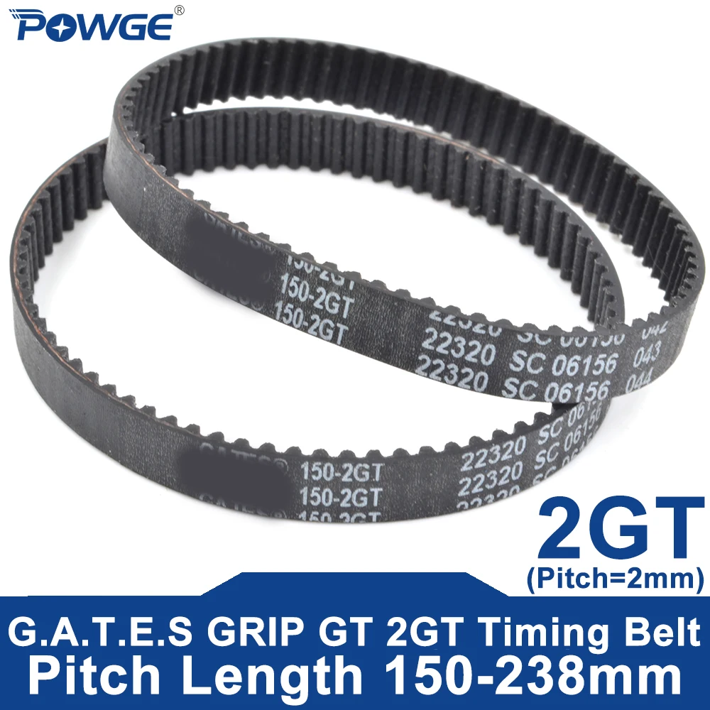 POWGE 2GT Timing Belt Lp=150-238mm 152 154 156 158 160 162 164 166 168 170 172 174 176 178 180 182 184 186 188 190 192 194 196