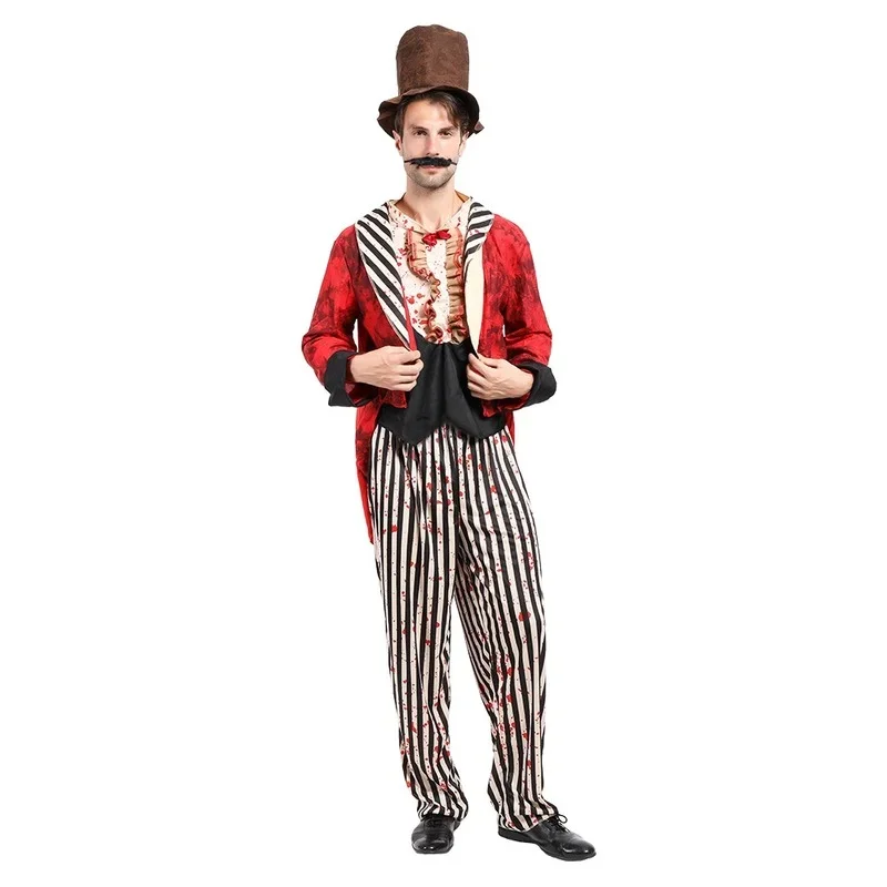 Adult Scary Animal Trainer Halloween Costume Men Bloody Circus Clown Carnival Cosplay Easter Purim Fancy Dress&J1