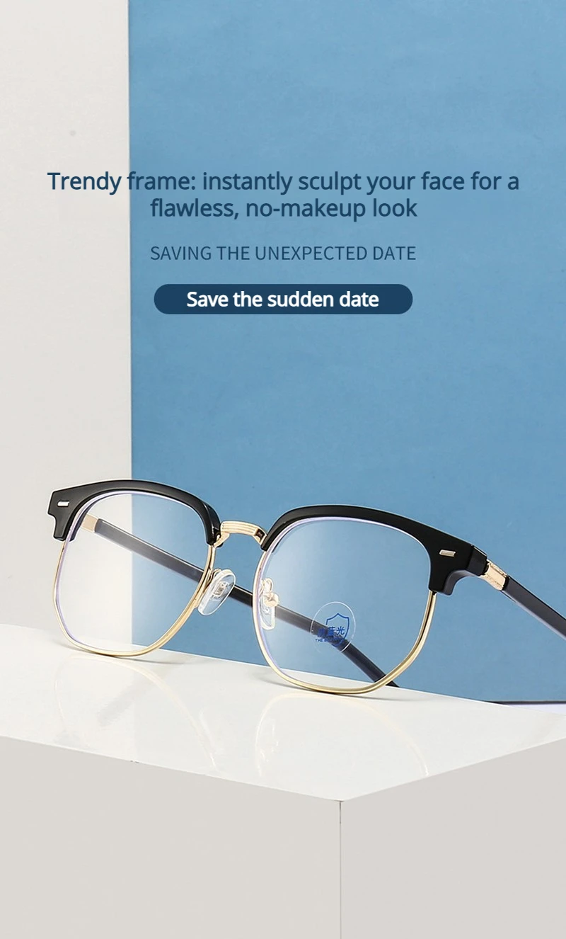 Leichte Augenbrauen-Anti-Blaulicht-Brille für Herren und Damen, klassische blaue Licht-blockierende Brille, modische Computer-Brille – Detail 3