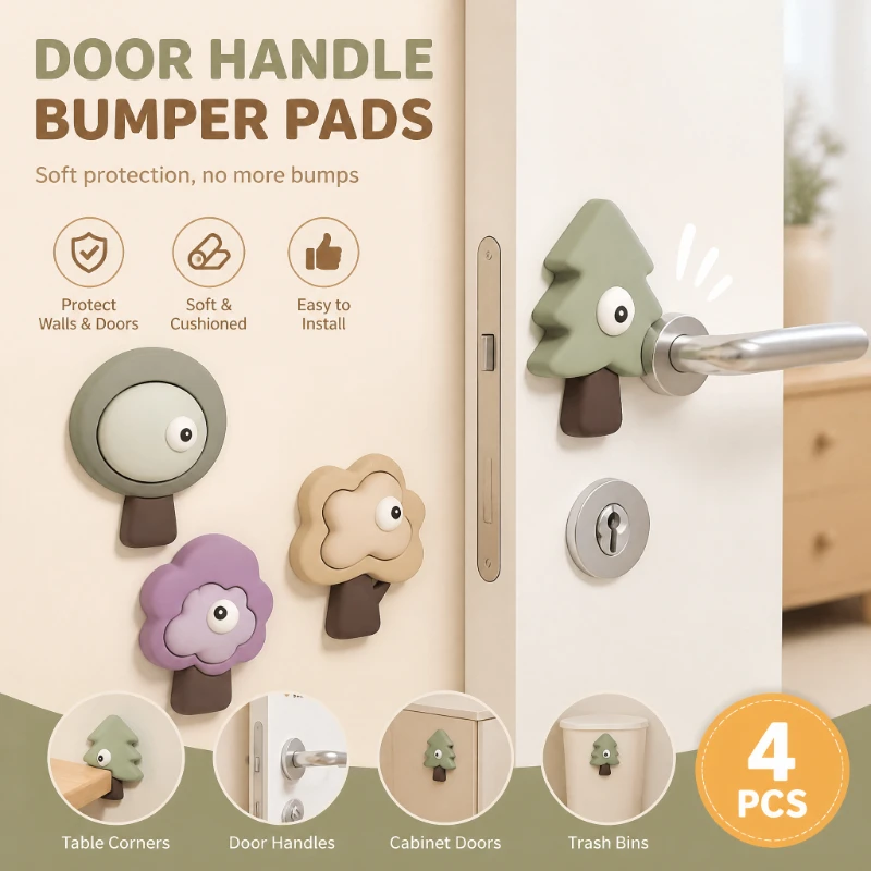 4Pcs PVC Soft Rubber Silent Shock Absorbing Anti-Collision Bumper Protector Stickers for Tree Door Handle Furniture Wall