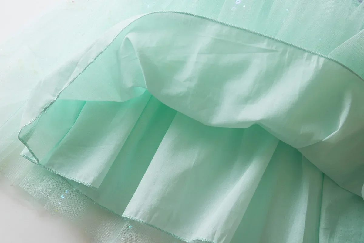 Mädchen Pailletten-Meerjungfrauen-Mesh-Kleid für Halloween, Karneval, Geburtstag, Cosplay, Prinzessinnen-Outfit – Detail 11