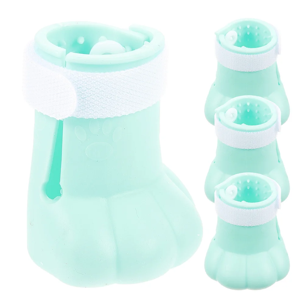 

4Pcs Protective Cat Paw Covers Silicone Anti Scratch Boots Adjustable Claw Caps Cat Bath Shower Shoes Pet Shoes