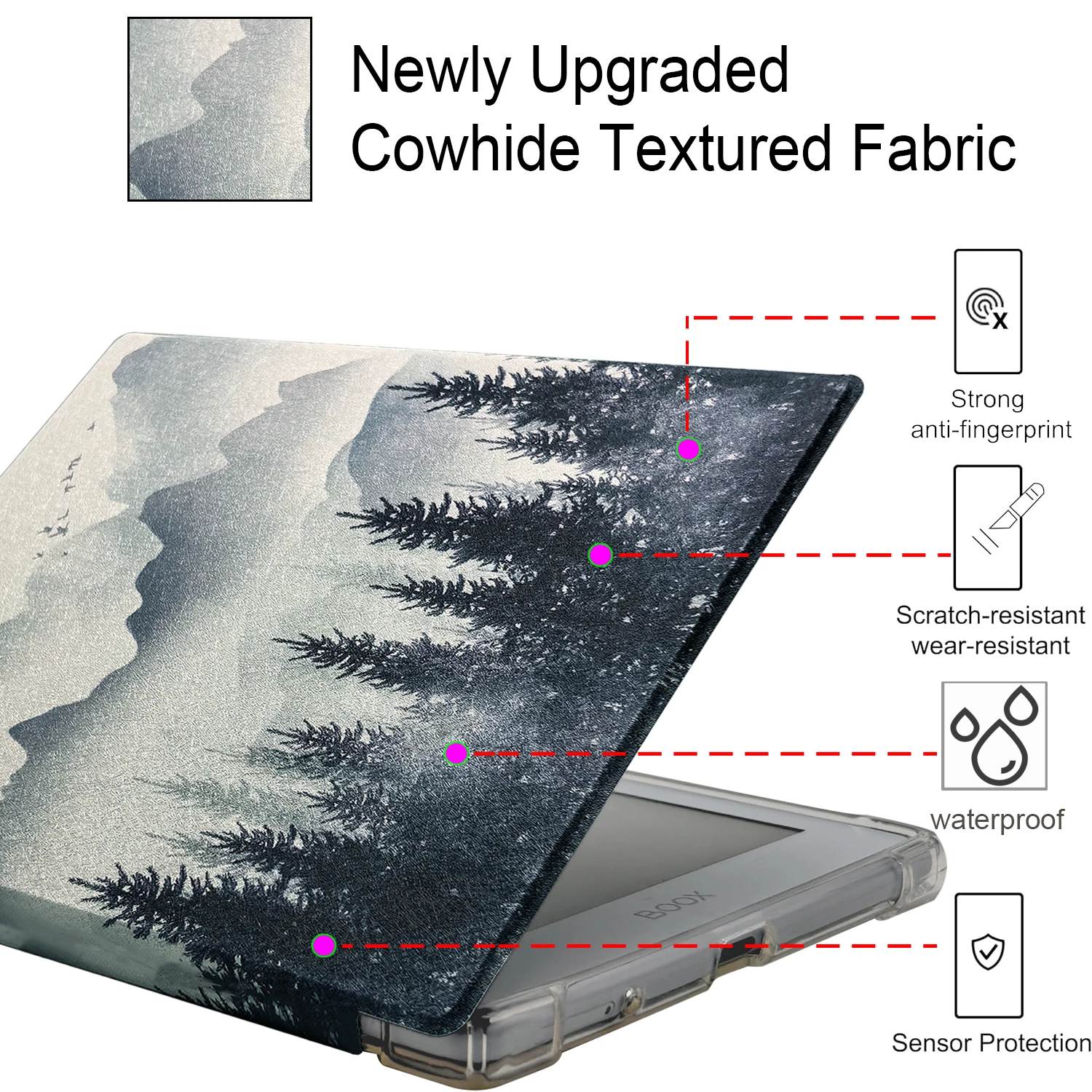 Etui Folio do Onyx Boox Go 6 (Gen II/Gen I 2026/2025) Ultracienka obudowa z funkcją automatycznego usypiania/budzenia, przezroczyste TPU, magnetyczne zamknięcie — zdjęcie produktu 3
