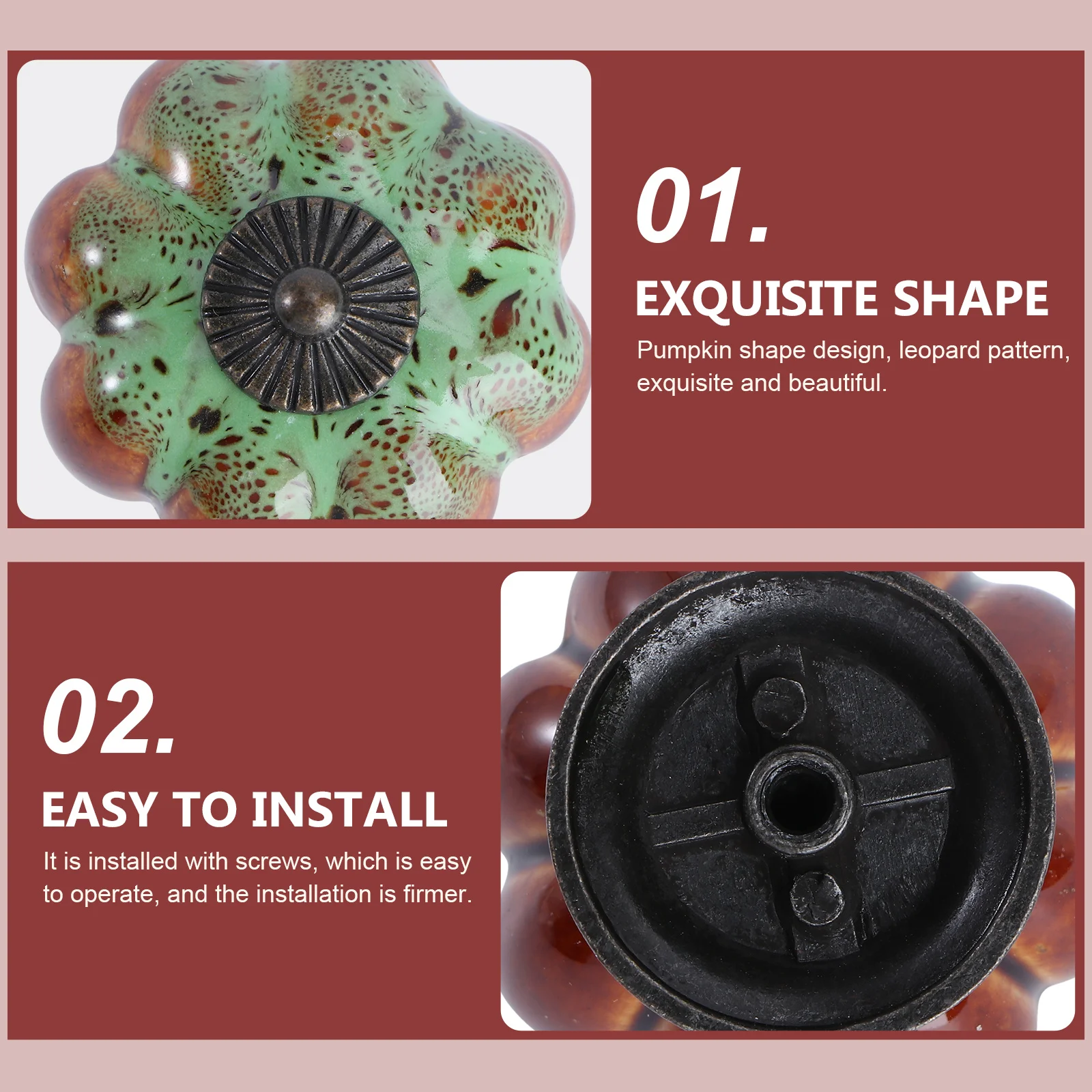 

6Pcs Green Ceramic Leopard Pumpkin Drawer Knobs Pull Handles for Cabinet Furniture Cabinet Knob Drawer Knobs Ceramic Pull Handle