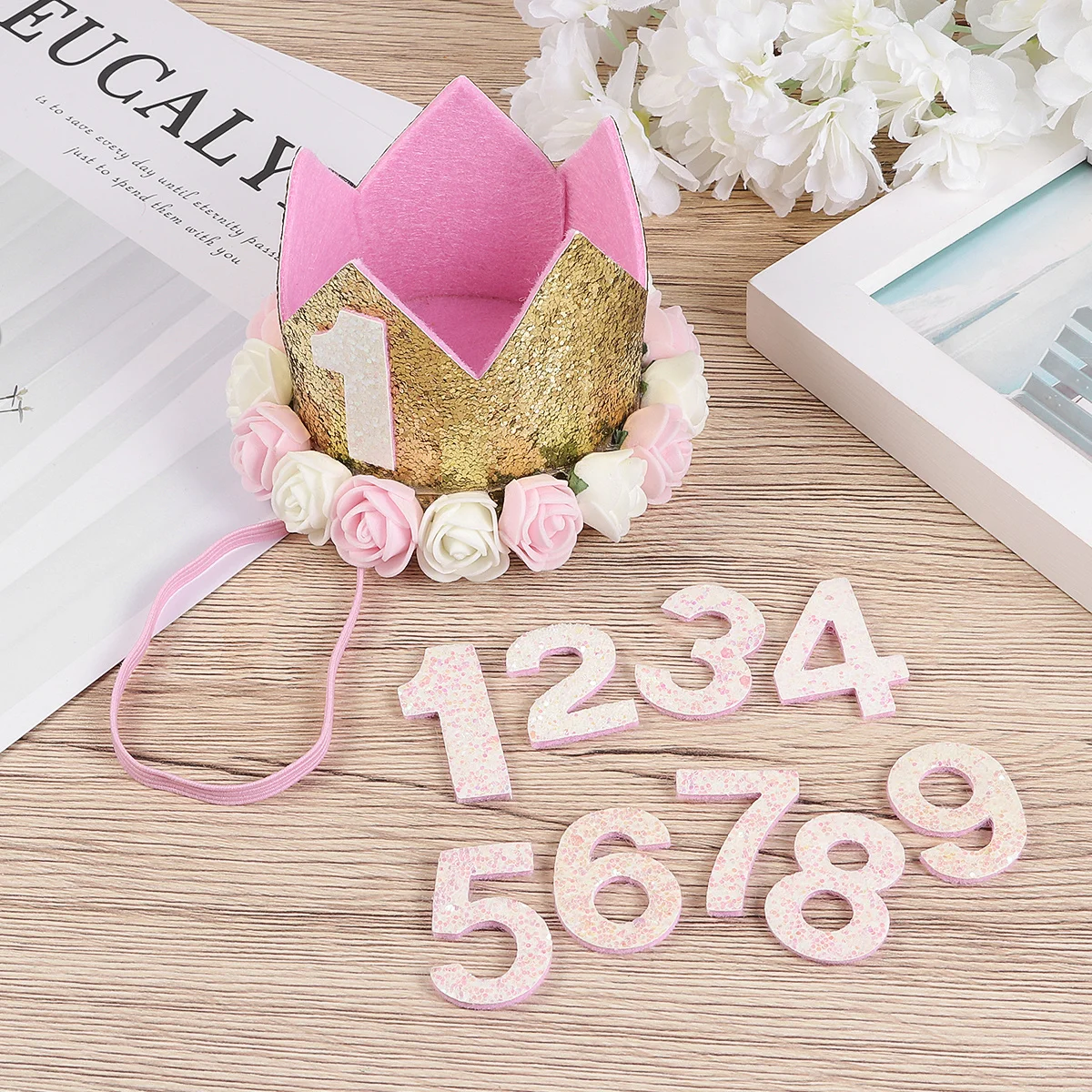 

Pet Birthday Hat Colorful Flower Design Cat Dog Cosplay Costume Accessory Number 1-9 Party Hat Cosplay Headwear for Dogs