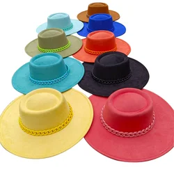 Women's hat Fedora hat 9.5cm new material acrylic accessory hat Nubuck leather men's hat Pork cake hat Sombrero hombre