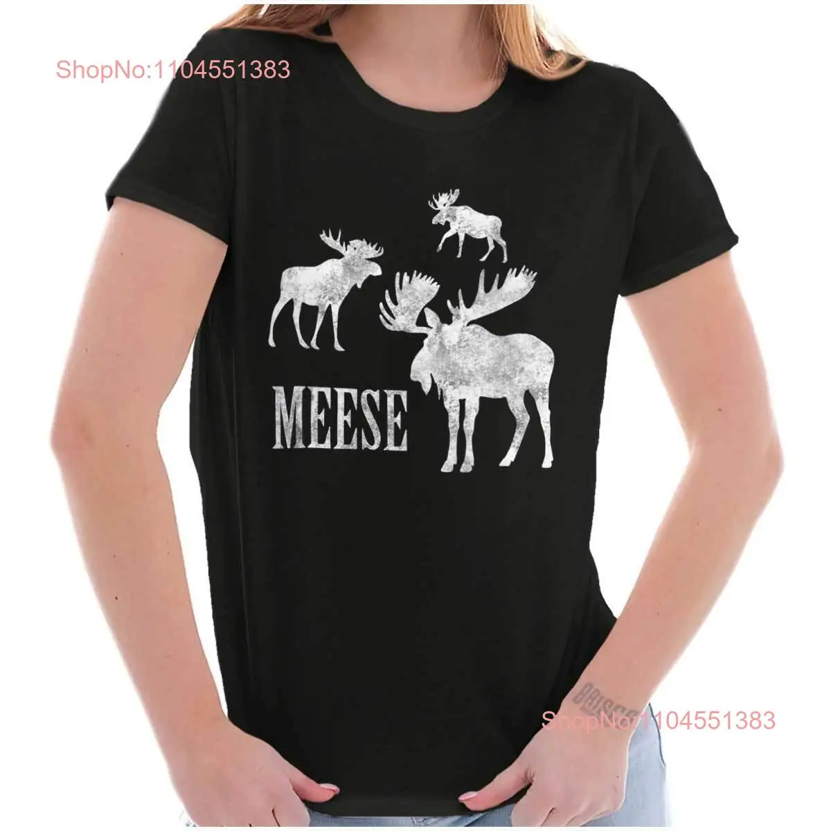 مضحك الحيوان نكتة موس Plural Meese الفكاهة الجرافيك تي شيرت للنساء تي شيرت