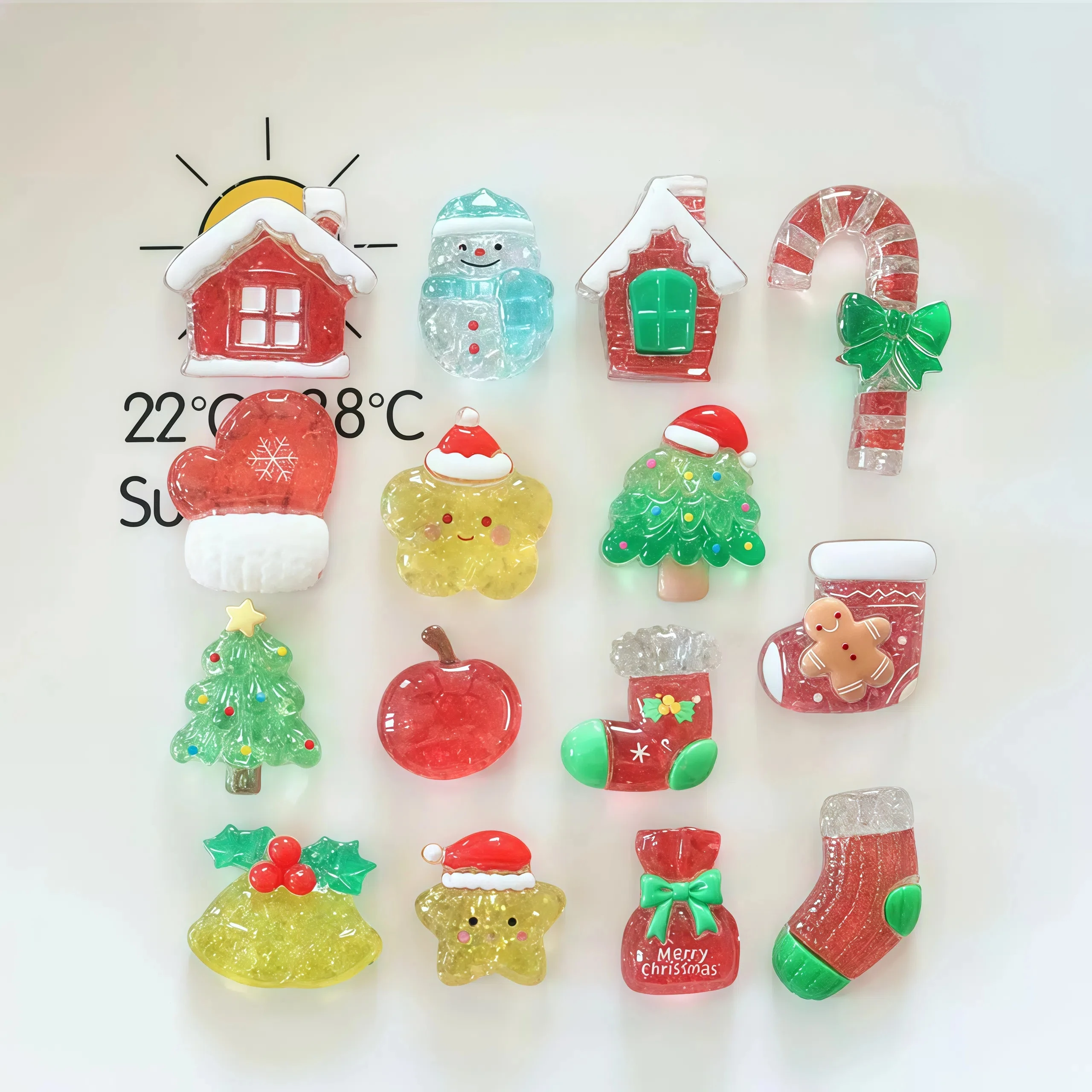 15pcs Cartoon Sock Star Bell Apple Snowman Merry Christmas Resin Shoe Charms For Clogs Pins Sandals Shoes Decoration Xmas Gifts