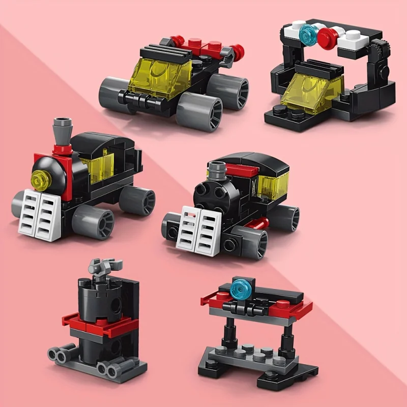Six-in-one Mini Train Model Assembly Building Blocks Educational Toy，Building Block Toy，Children's Educational Building Block To