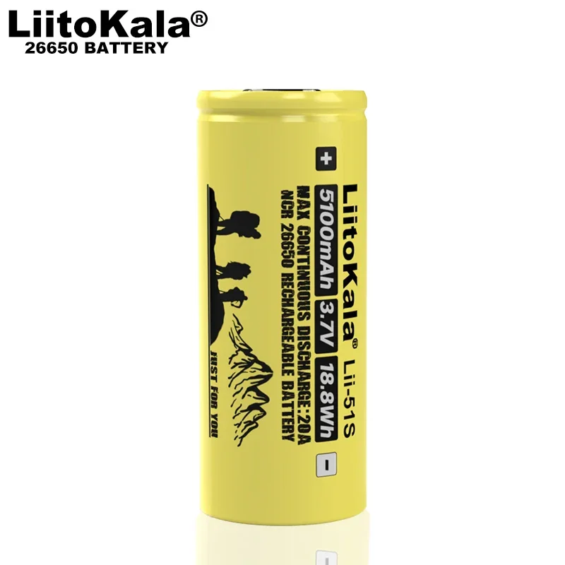 Liitokala LII-51S 26650 20A Power Rechargeable Lithium Battery 26650A 3.7V 5100mA Suitable for Flashlight