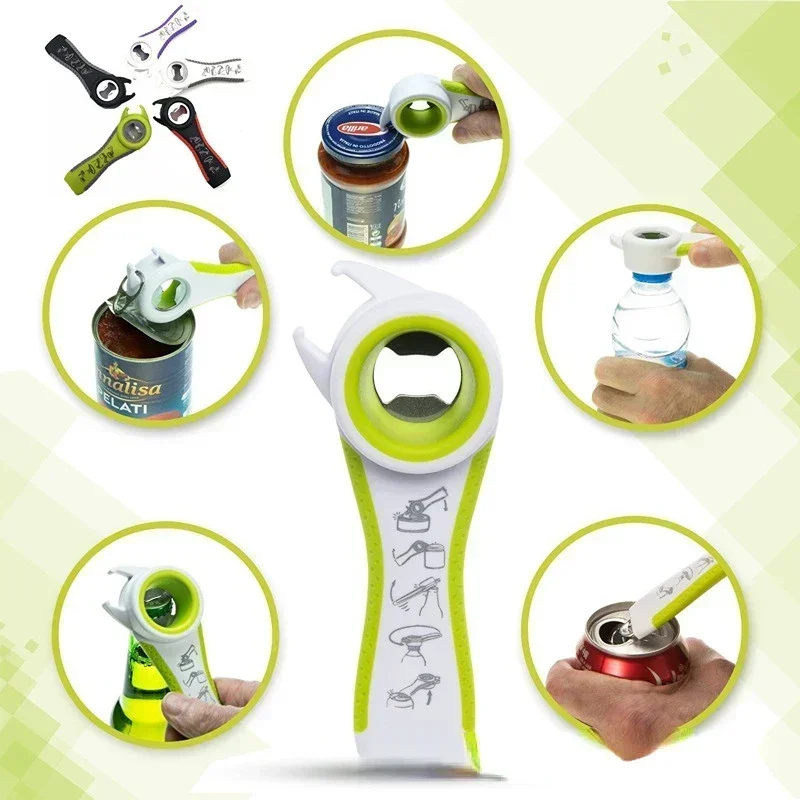 

1PCS new Multifunctional 5-in-1 Beer Bottle Can Opener Kitchen Anti-Slip Beer Cap Rotary Bottle Opener Kitchen Tool