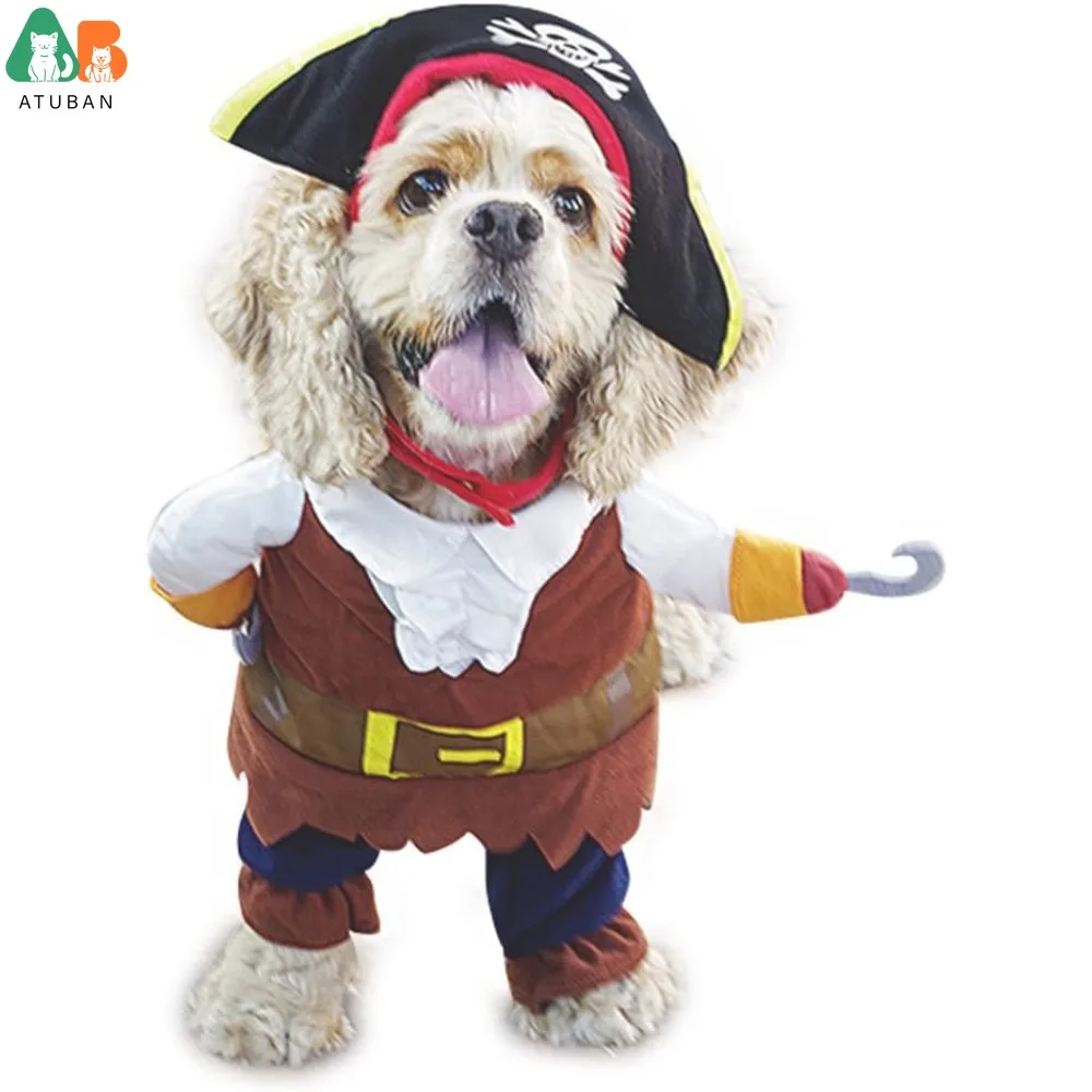 ATUBAN Pet Costume Fashion Pirates of The Caribbean Style Clothes Halloween Suit with a Hat Costume Apparel for Dog & Cat (S)