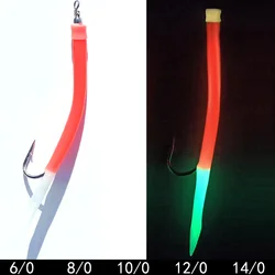 5pcs 6/0 8/0/10/0 12/0 14/0 Luminous Glow Red with Flasher Codfish Fishing Sea Rig Sabiki Sea Fishing Rigs Sea Fishing Hook
