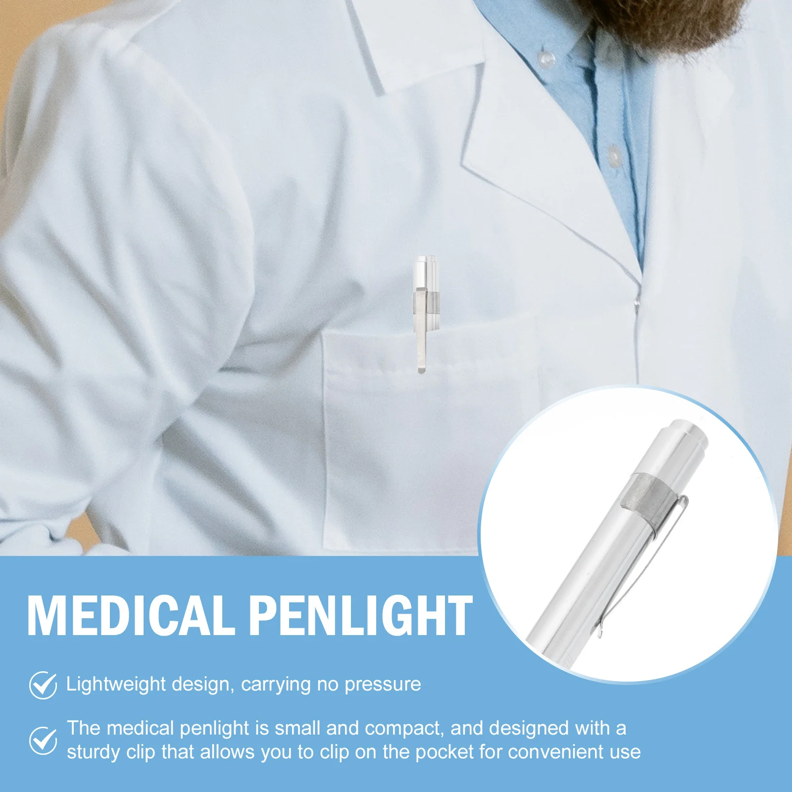 

2Pcs Doctor Medical LED Illumination Tool for Patient Examination Portable Nursing Inspection Lamp with Pupil Scale