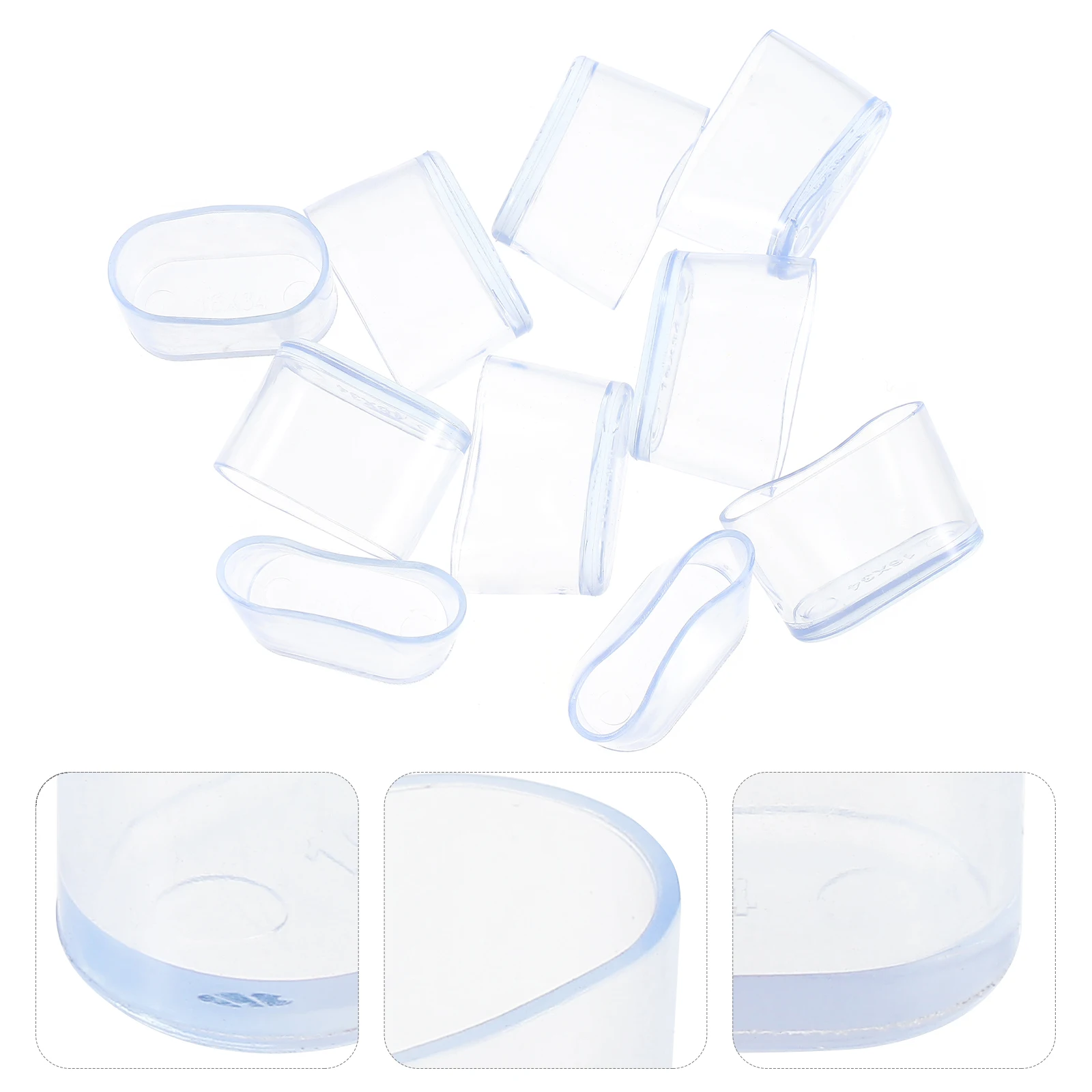 

10 Pcs Oval Table Leg Caps Slip Table Chair Leg Covers Feet Protectors Furniture Pads PVC Oval Home Office Use