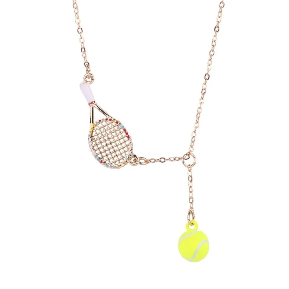 Fashion Openwork Design Tennis Racket Necklace Tarnish Free Waterproof Racket Pendant Necklace Sport Necklace Men