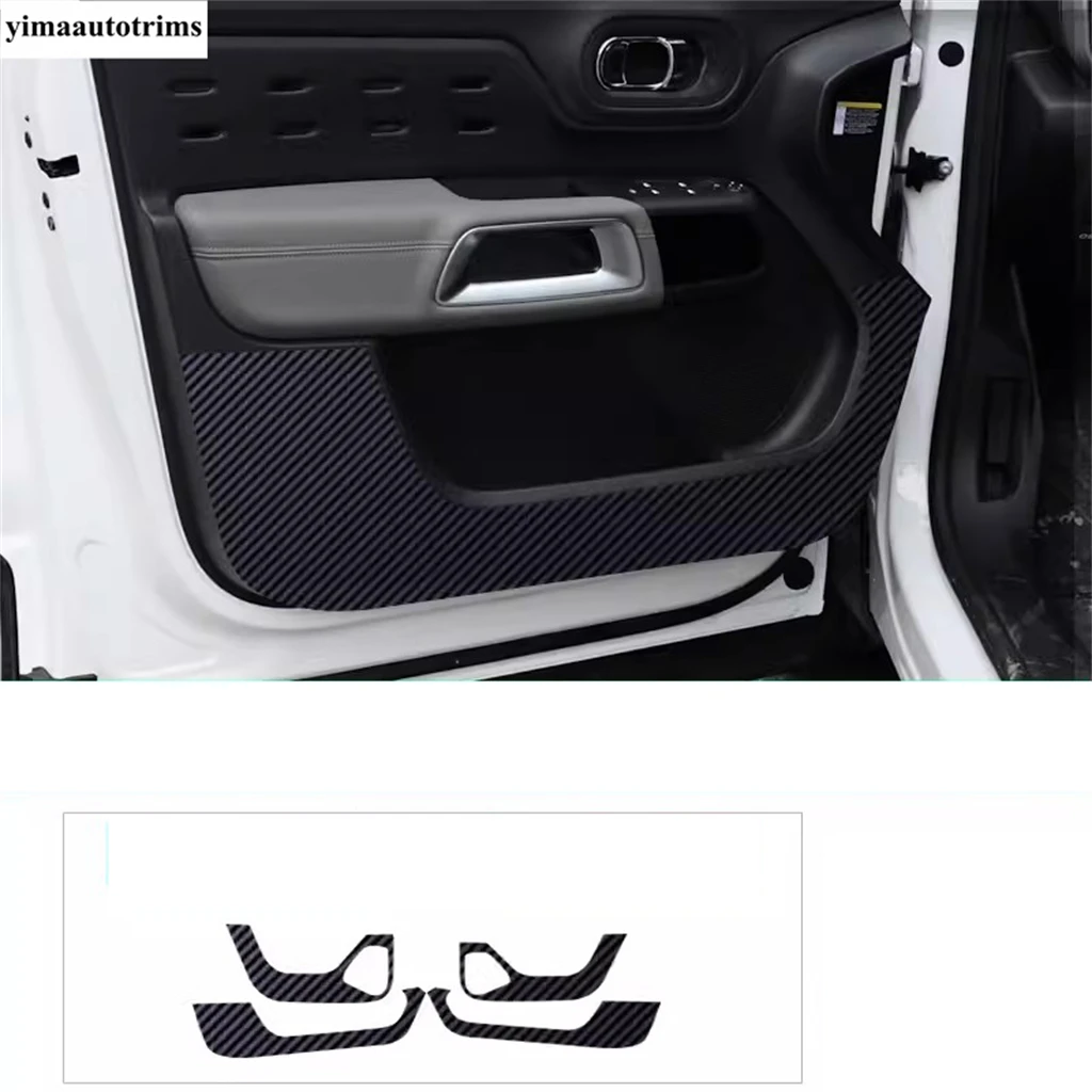 Car Door Anti Kick Pad Protection Film Protector Carbon Fiber Look Stickers Trim Accessories For Citroen C5 Aircross 2018 - 2024