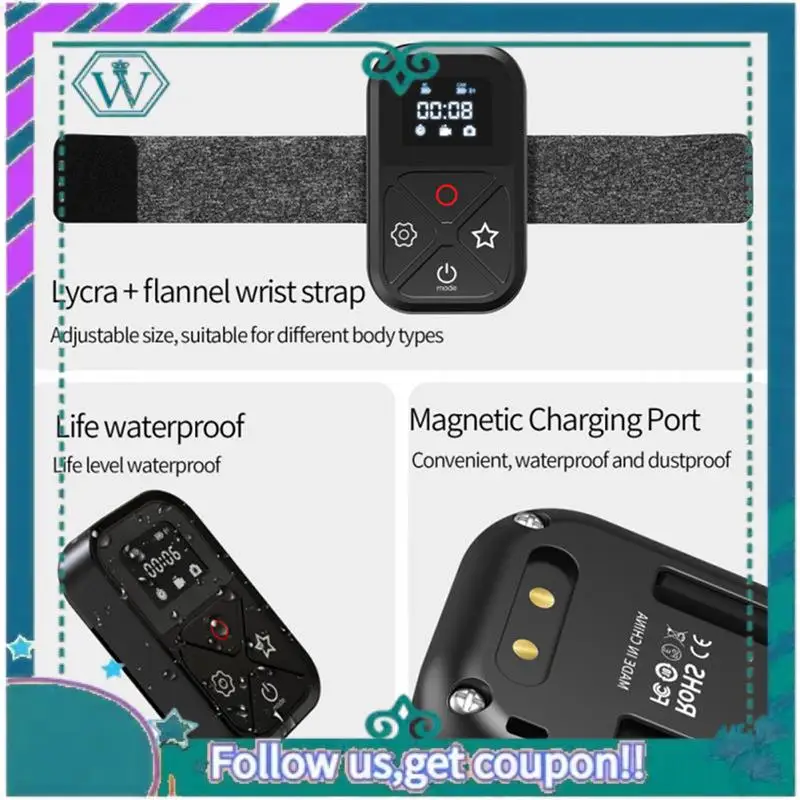 

Upgraded 2X Remote Control For Gopro Hero 10 9 8 Max With Stick Mount And Wrist Bluetooth-Compatible Smart Remote For Gopro 10