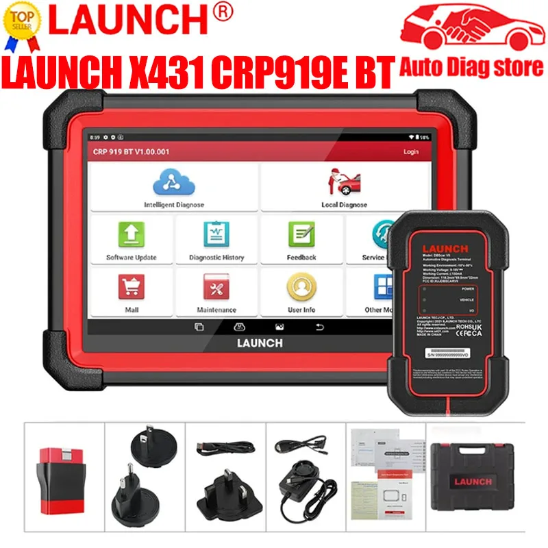 

LAUNCH X431 CRP919E BT Car Diagnostic Tool OBD2 Scanner Ecu Coding Active Test DBScar VII 31+ Reset CANFD DOIP Protocol