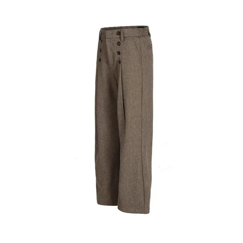 WVGA Spring Autumn New Men Pleated Design Trendy Simple Floor-Length Niche Chic Casual Wide-Leg Suit Pants Streetwear Ins W18539