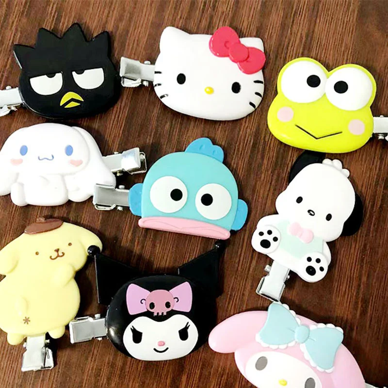 Kawaii Sanrio Hello Kitty Bangs Clip My Melody Kuromi Cinnamoroll Purin Hair Accessories Anime Cute Cartoon Headdress Girls Gift