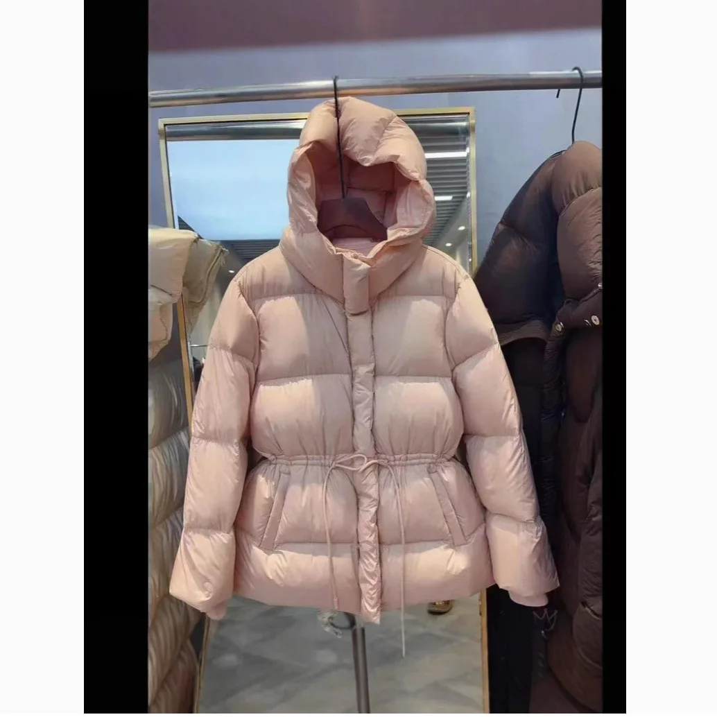 Women Parkas Short Coats Hooded Zipper Jackets Tight Waist Thick Warm Y2k Streetwear Elegant Jacket Work Coat Autumn Winter