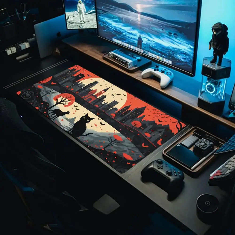 

Cat and City Mouse Pad Large Gaming Mouse Pad gaming mouse pad， Keyboard Gamer Rubber Anti-wrinkle Non-slip Bottom Desk Mat