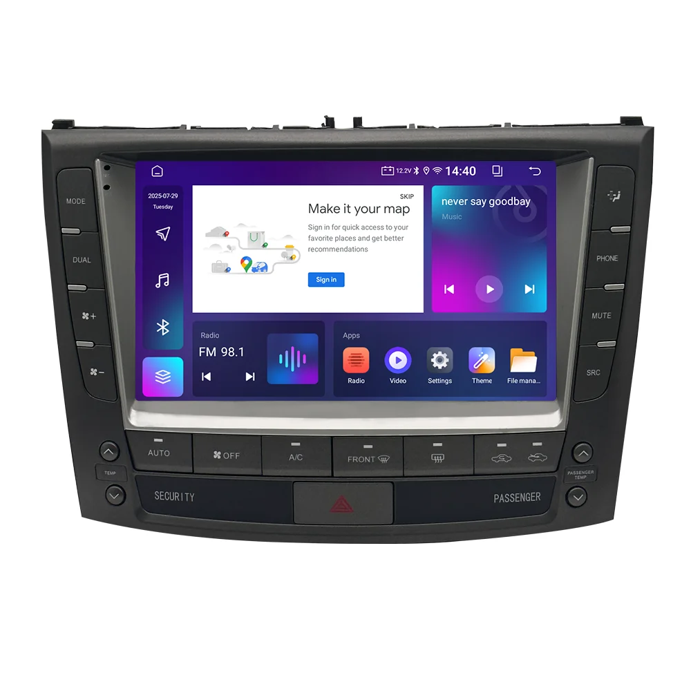 لاسلكي Carplay السيارات أندرويد 14 راديو السيارة لكزس IS250 IS300 IS200 IS220 IS350 4G LTE مشغل أسطوانات للسيارة لتحديد المواقع الملاح مشغل فيدو #3