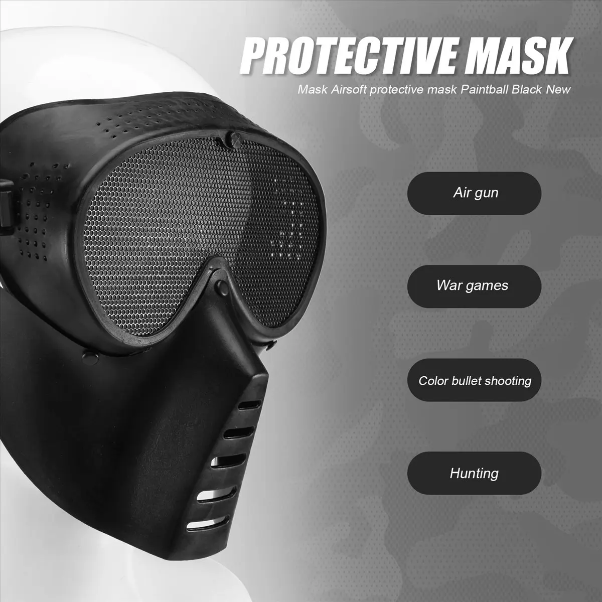 (A75U] Mask protective mask Black New