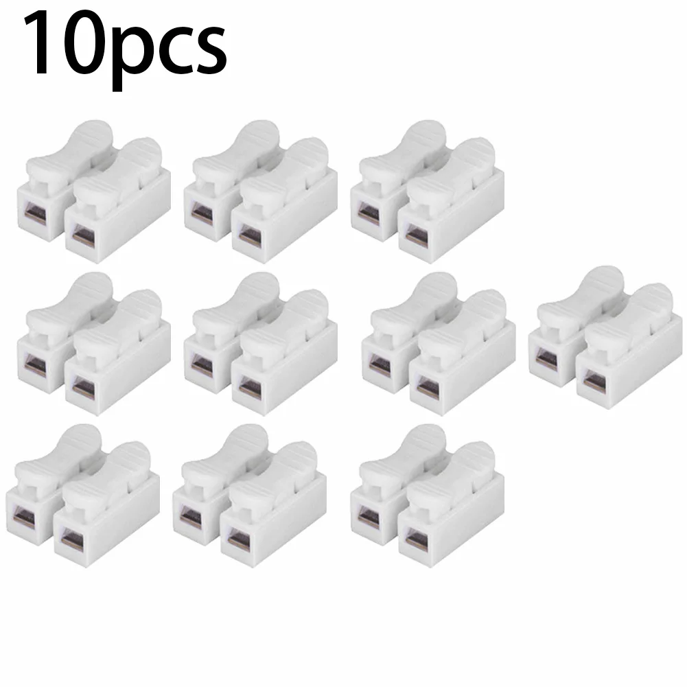 10pcs CH-2 Spring Wire Quick Connector Electrical Crimp Terminals Block Splice Cable Clamp Easy Fit Led Strip 20-12