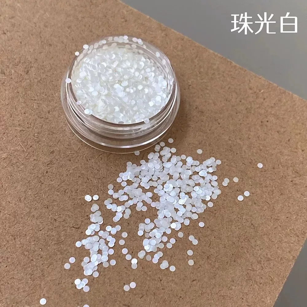 6 زجاجات من زينة الأظافر اللامعة المستديرة مقاس 1 مم، أبيض لؤلؤي، ليزر، لون قوس قزح أسود لامع للأظافر #3