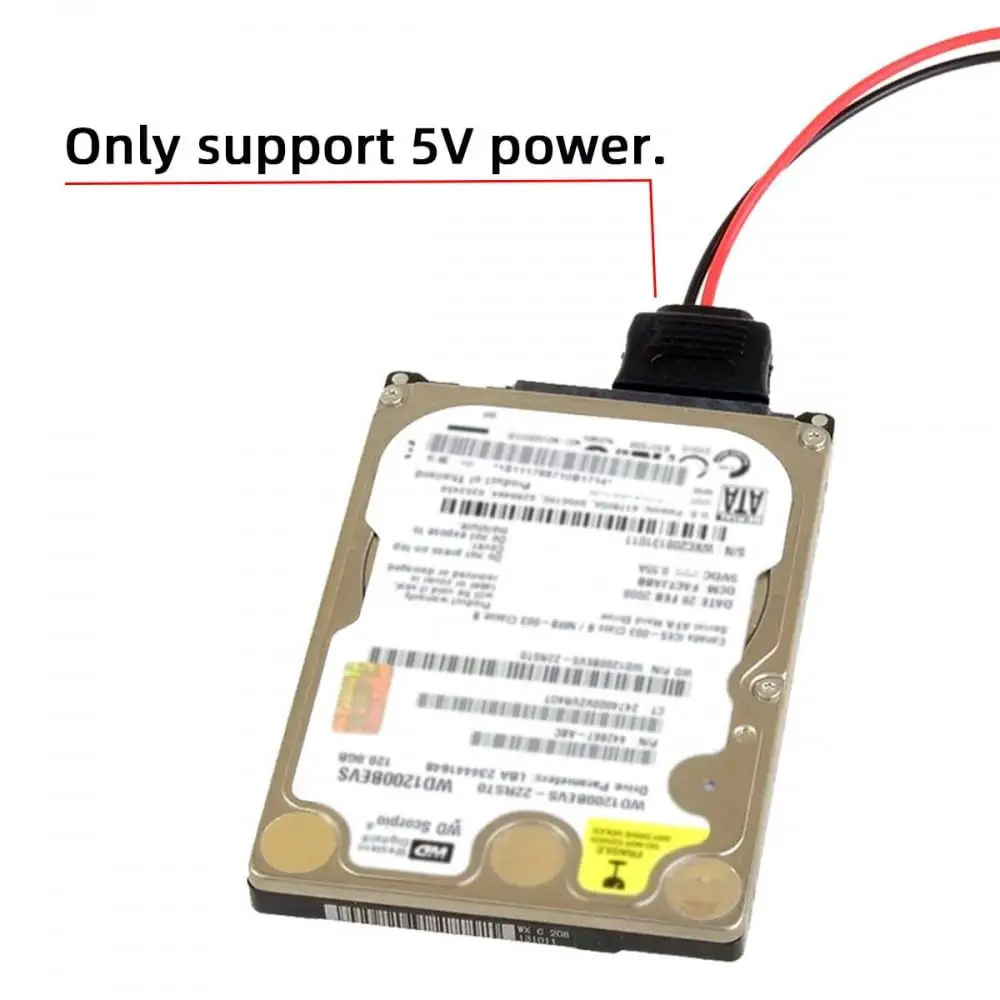 Cavo di alimentazione DC 5V singolo da USB a SATA 15 pin per driver disco SATA HDD SSD da 2,5 pollici 5V 2A Max