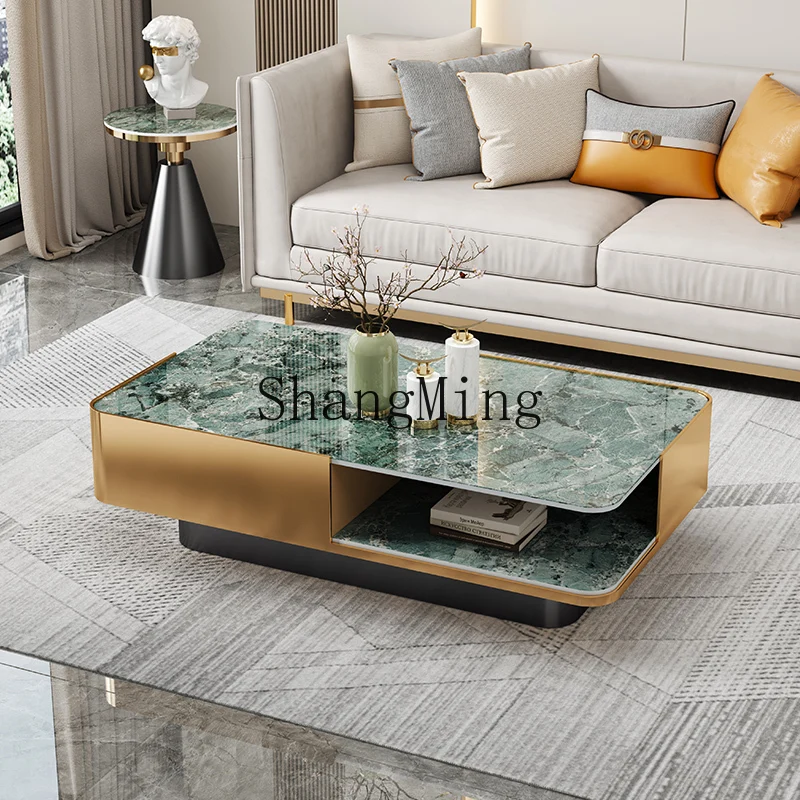 

LXY rock slab coffee table living room household minimalist square small apartment light luxury modern coffee table