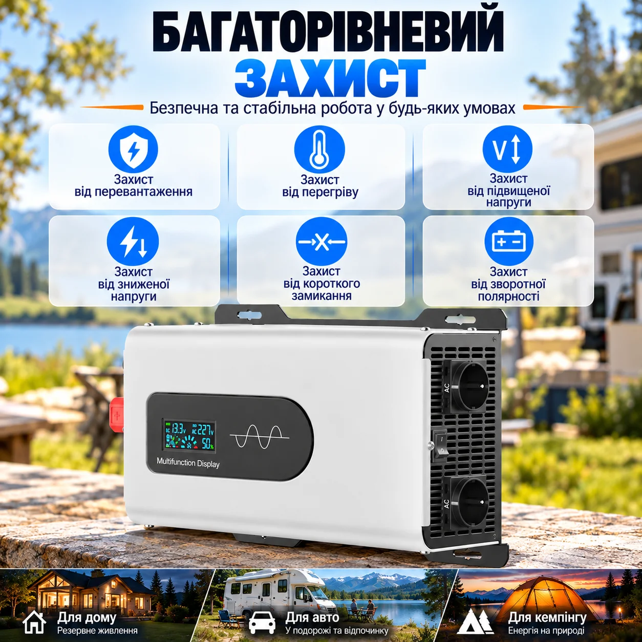 HOULI Pure Sine Wave Inverter 5000W 6000W 7000W 10000W 12V 24V 48V to 220V 230V for Car RV Solar System LCD