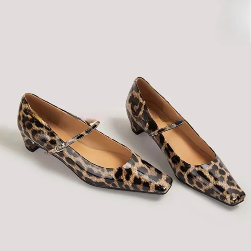 Women's Pumps 2024 Autumn New Square Toe Women Shoes Comfortable Low Heel Mary Jane Shoes Casual Fashion Female Leather Shoes image 2