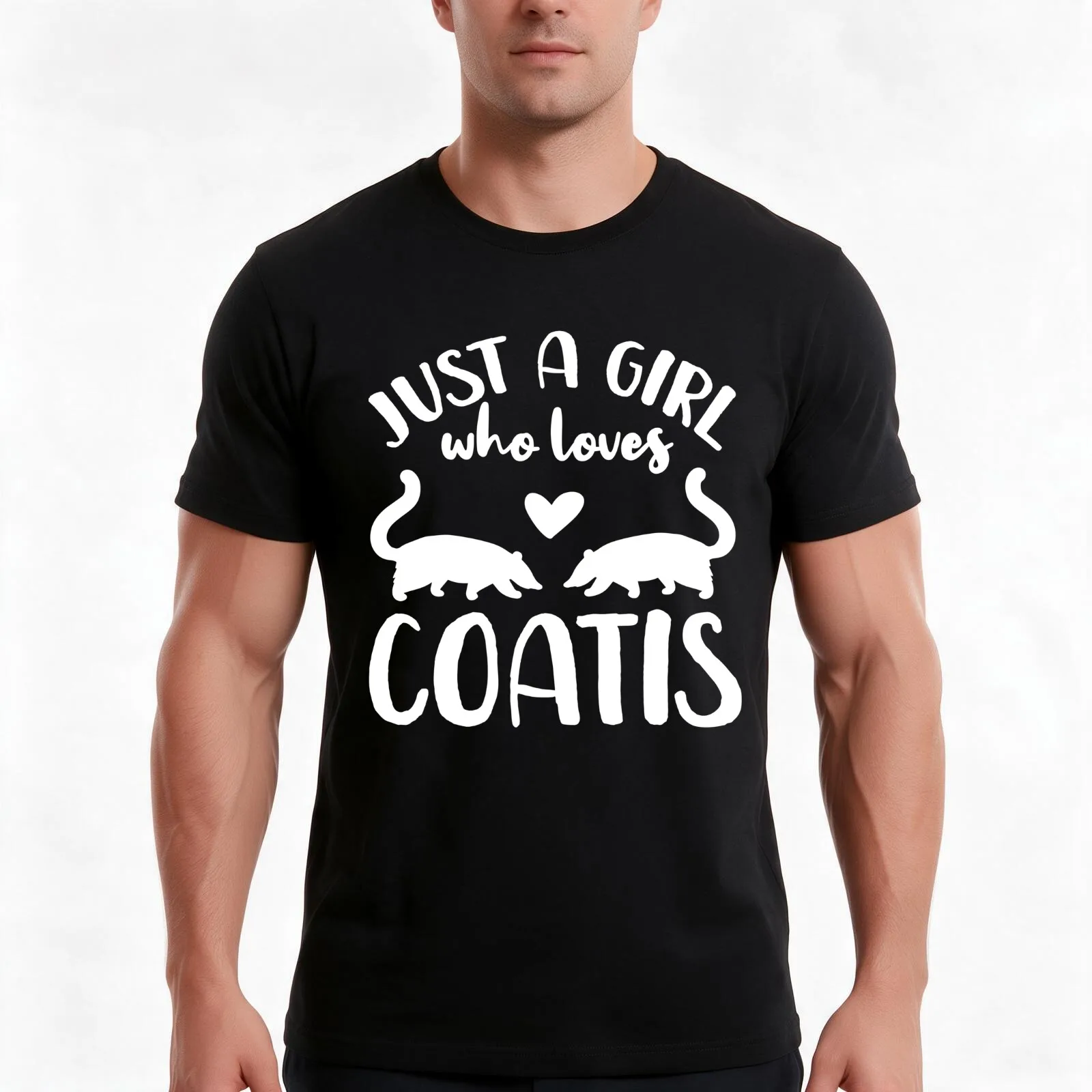 Coatis Coati Lover T-Shirt, Summer Casual Cotton Tee, Oversized Streetwear Tops, Vintage Graphic Print, Loose Fit Short Sleeve