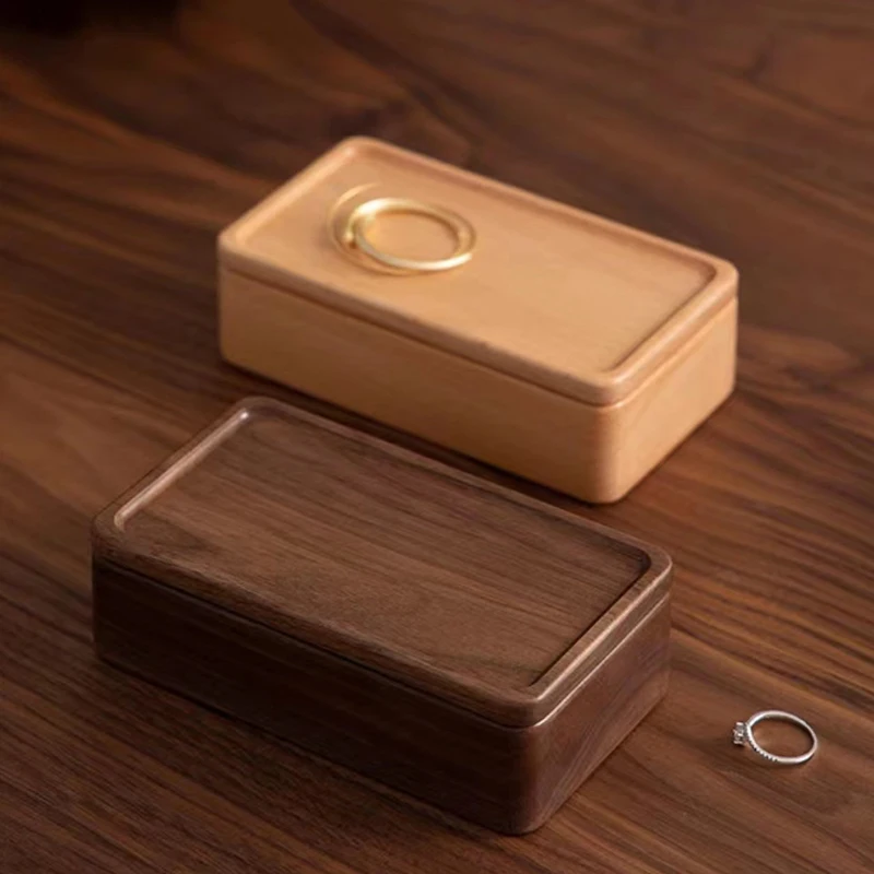 

Портативная деревянная шкатулка для драгоценностей, держатель для обручальных колец, органайзер для сережек, коробки для хранения, подставка для браслета, маленькая подарочная коробка для спальни