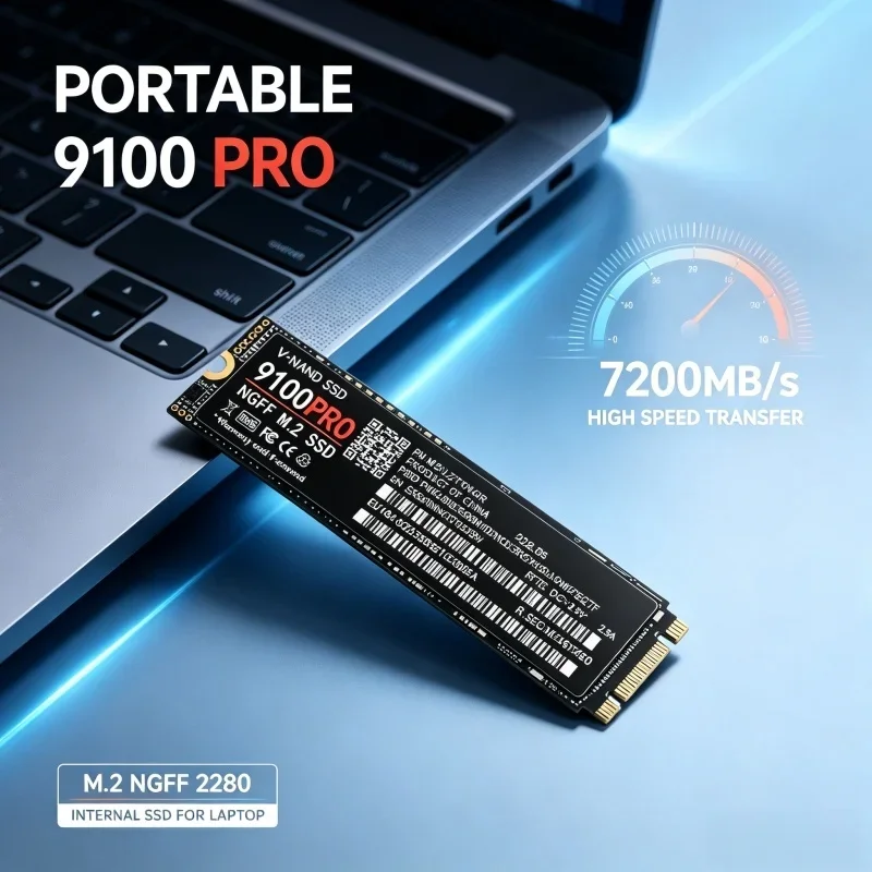 High Performance 9100 PRO SSD M2 NGFF 2280 PCIe Internal Hard Drive 500GB 1TB 2TB 4TB Fast Data Transfer for Laptop PC Storage U